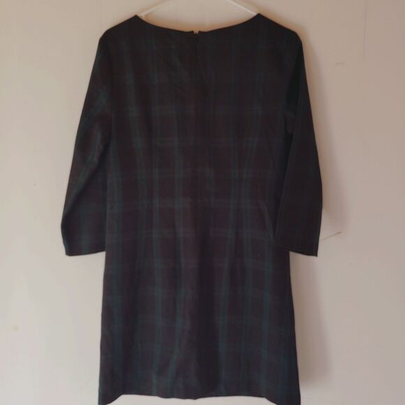 Gap Black Green Plaid Tartan Shift Dress 2 Holiday - Picture 4 of 4